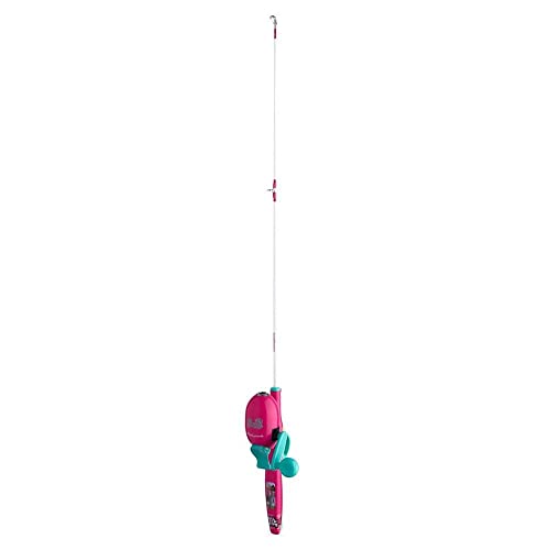 Shakespeare Mattel Barbie Kit 2'6" Spincast Combo for Kid, Gel-Tech Comfort Grip Handle, Safety Hook Keeper, Includes Practice Casting Plug