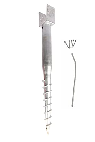 American Ground Screw U-Model - Easy-Install No-Dig Ground Anchor for Standard 4x4 Posts (Actual 3.5"x3.5") - Durable 27" Screw-in Stake for Mounting Wooden Posts
