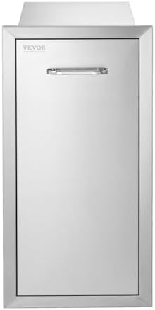 VEVOR Pull Out Trash Drawer 13.4"W x 25.7"H x 19.6"D Lower Sliding Rails Stainless Steel Roll Out Trash Bin Pull Out Tray Outdoor Kitchen Trash Drawer with Handle for BBQ Island Grill Station