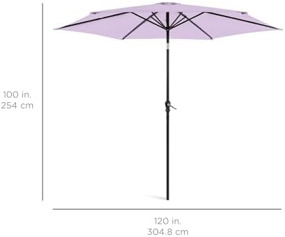 Best Choice Products 10ft Outdoor Steel Polyester Market Patio Umbrella w/ Crank, Easy Push Button, Tilt, Table Compatible - Lavender