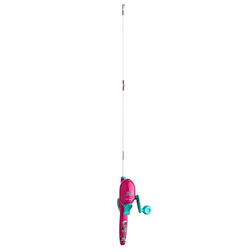 Shakespeare Mattel Barbie Kit 2'6" Spincast Combo for Kid, Gel-Tech Comfort Grip Handle, Safety Hook Keeper, Includes Practice Casting Plug