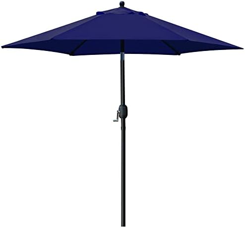 Sunnyglade 7.5' Patio Umbrella Outdoor Table Market Umbrella with Push Button Tilt/Crank, 6 Ribs (Navy Blue)