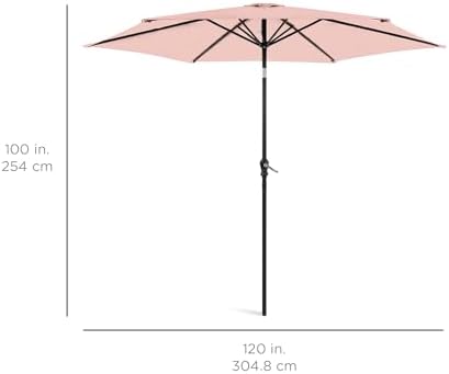Best Choice Products 10ft Outdoor Steel Polyester Market Patio Umbrella w/Crank, Easy Push Button, Tilt, Table Compatible - Rose Quartz