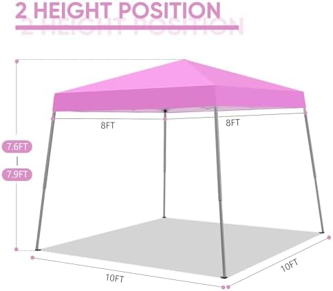 GDY Outdoor 8x10 Ft Pop Up Canopy Tent,Portable Instant Folding Shelter Gazebos, Patio Canopy with Carrying Bag, Pink.