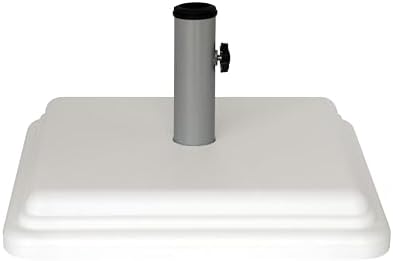 US Weight 40 Pound Umbrella Base - Weighted Umbrella base For Use With Patio Table – Heavy Duty Base- 4” Stem Accommodates 1”-1.5” Pole Sizes – White