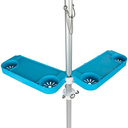 Tray Table System with 4 Cup Holders - Beach Trip Must Have for Vacation - Easy Clip on & Clip Off Umbrella