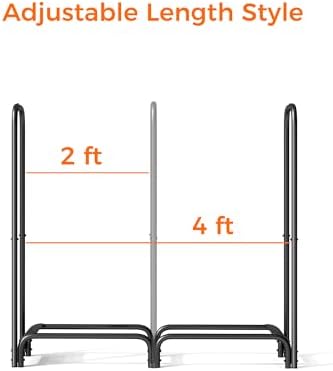 Firewood Rack,4ft Heavy Duty Fire Wood Storage Racks for Indoor Outdoor,Metal Log Holders for Firewood,Fireplace Wood Pile Storage Stacker Organizer, Black