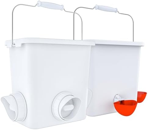 Large Automatic Chicken Feeder and Waterer Set Hanging Chicken Water Feeder Poultry Feed Bucket