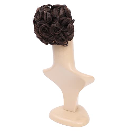 SWACC Short Messy Curly Dish Hair Bun Extension Easy Stretch hair Combs Clip in Ponytail Extension Scrunchie Chignon Tray Ponytail Hairpieces (Darkest Brown & Dark Auburn Mixed-2/33)