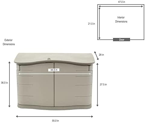 Rubbermaid Small Horizontal Resin Outdoor Storage Shed With Floor (4.5 x 3 Ft) Weather Resistant, Beige/Brown, Organization for Home/Backyard/Pool Chemicals/Toys/Garden Tools/Porch/Patio Cushions