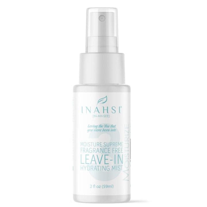 Inahsi Moisture Supreme Fragrance Free Hydrating Mist | Hair Moisturizer for Men, Women, or Kids with Curly Hair | Hair Products for Naturally Curly Hair 2 oz | Made in the USA