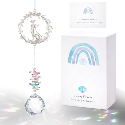 Cat Memorial Suncatcher - Lost of Cat Bereavement Gift Idea, Pet Loss Sympathy Gifts, Thoughtful Cats Remembrance Sun Catcher, Passing Away Remembrance Memory Gift