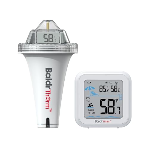 Pool Thermometer Digital Floating Easy Read, Anti-Fog 360° Reading with Indoor Temperature Humidity Monitor, IPX7 Water Temperature Monitor for Hot Tub/Ice Bath/Swimming Pool/SPA/Aquarium/Pond