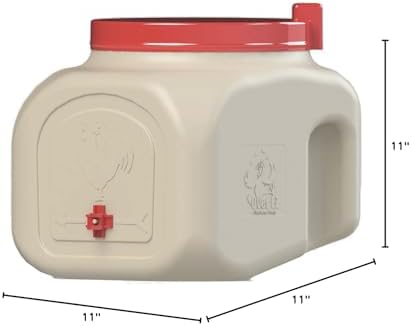 OverEZ Compact Chicken Waterer with No Spill System, Outside and Inside Poultry Drinker, 5 Gallon High Capacity Waterer Dispenser for Hens