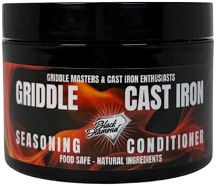 Black Diamond Stoneworks Griddle Seasoning & Cast Iron Conditioner (8 oz) – Premium Oil & Wax Blend for Skillets, Griddles, Dutch Ovens & Flat Top Grills – Non-Stick Protection & Rust Prevention