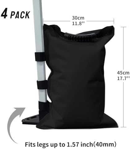 CROWN SHADES Sand Bags for Canopy Legs (112 LBS) Sandbags for Weight, Canopy Weights, Pop Up Tent Weights Bags, Black (Unfilled)