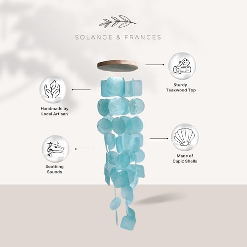 Solange & Frances Wind Chimes for Outside, Sea Glass Windchimes for Outside, Gifts for Mom, Ideal Gifts for Women who Have Everything, Outdoor Summer Decor