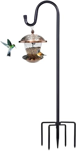 Shepherd Hooks for Outdoor, ToyHotels 1 Pack 78 Inch Bird Feeder Pole with 5 Prongs Base for Hanging Lantern, Hummingbird Feeder, Lightweight Plant, Shepherds Hook for Bird Feeders for Outside