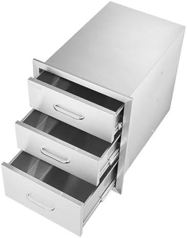 VEVOR 18x23 Inch Outdoor Kitchen Stainless Steel Triple Access BBQ Drawers with Chrome Handle, 18 x 23 x 23 Inch