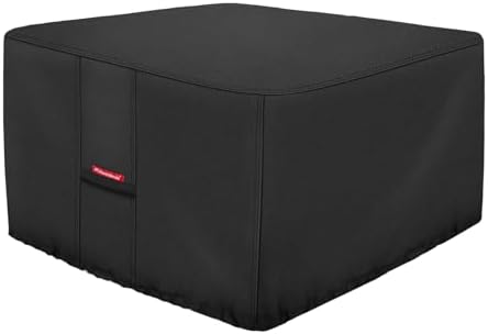 Porch Shield Fire Pit Cover - Waterproof 600D Heavy Duty Fade Resistant Square Patio Fire Pit Table Cover Black - 36 x 36 inch