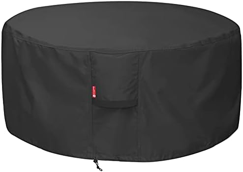 SheeChung Fire Pit Cover - Waterproof 600D Heavy Duty Round Patio Fire Bowl Cover Black (Round 50”D x 24”H)-Fits 45",46",48”,50" Firepit/Bowl Cover