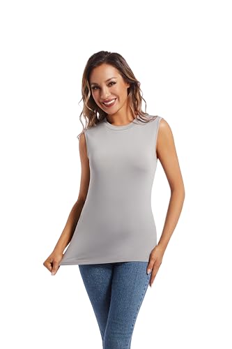 MANCYFIT Thermal Tank Top for Women Fleece Lined Underwear Soft Camisole Baselayer Undershirts Sleeveless Winter Vest Grey Large