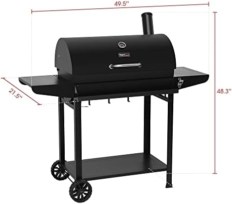 Royal Gourmet CC1830T 30-Inch Barrel Charcoal Grill with Warming Rack & Front Storage Basket, Outdoor BBQ Grill with 627 sq. in. Grilling Area for Backyard Barbecue Cooking Party, Black