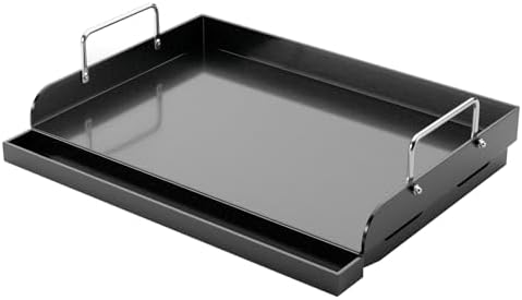 Utheer 17" x 13" Nano-Ceramic Nonstick Griddle for Gas & Charcoal Grills – Universal Flat Top Griddle with Grease Groove/Reinforced Ridges/High Sidewalls, Perfect for Healthy Cooking,Parties & Camping
