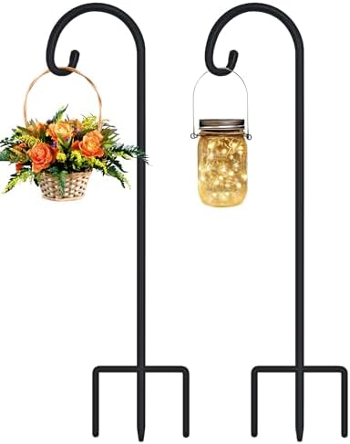 FEED GARDEN Adjustable 32 Inch Small Shepherds Hooks for Outdoor, Garden Hooks for Lanterns, Sheperds Hook for Hanging Plants, Bird Feeders, Solar Lights, Mason Jars, Weddings Decor,2 Pack