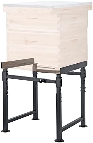 Adjustable Metal Hive Stand, Sturdy Beehive Stand Adjustable Height 15” - 19” & Adjustable Width 14.5” - 24.5”, Easy to Assemble Bee Stand for Beekeeping