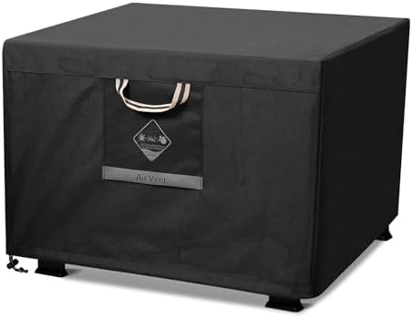 QH.HOME Fire Pit Cover Square, 28 inch Firepit Covers,Heavy Duty Fabric 100% Waterproof, Fits Outdoor for 25inch,27 inch,28 inch Square, Fireplace Cover,Gas Fire Pit Cover (28”L x 28”W x 24”H,Black)