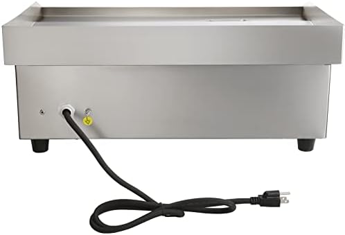 VEVOR Commercial Electric Griddle, 22", 1600W Countertop Flat Top Griddle, Stainless Steel Teppanyaki Grill w/Iron Cooking Plate, 122-572℉ Adjustable Temp Control 2 Shovels & Brushes, 110V