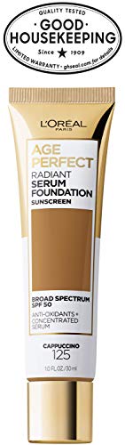 L'Oreal Paris Age Perfect Radiant Serum Foundation with SPF 50, Cappuccino, 1 Ounce