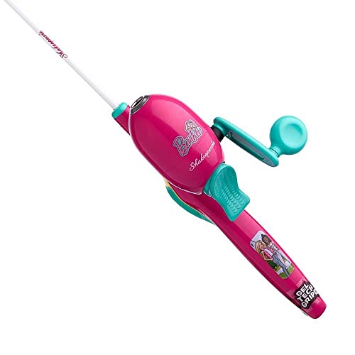 Shakespeare Mattel Barbie Kit 2'6" Spincast Combo for Kid, Gel-Tech Comfort Grip Handle, Safety Hook Keeper, Includes Practice Casting Plug