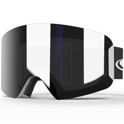 findway Ski Goggles, Cylindrical Anti-Fog Snow Goggles, UV Protection Snowboard Goggles For Men Women, Silver