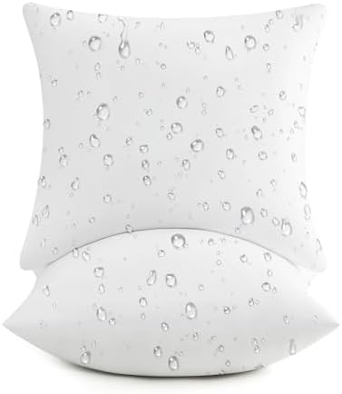 puredown® 18x18 Outdoor Pillow Inserts, Set of 2, Fluffy Soft Waterproof Down Alternative Square Form Sham Stuffer for Porch Swing Sofa Couch Cushion Patio Furniture