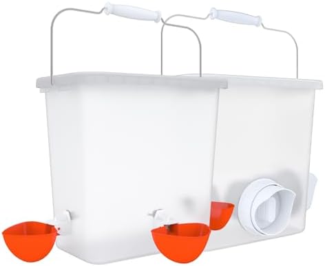 Large Automatic Chicken Feeder and Waterer Set Hanging Chicken Water Feeder Poultry Feed Bucket
