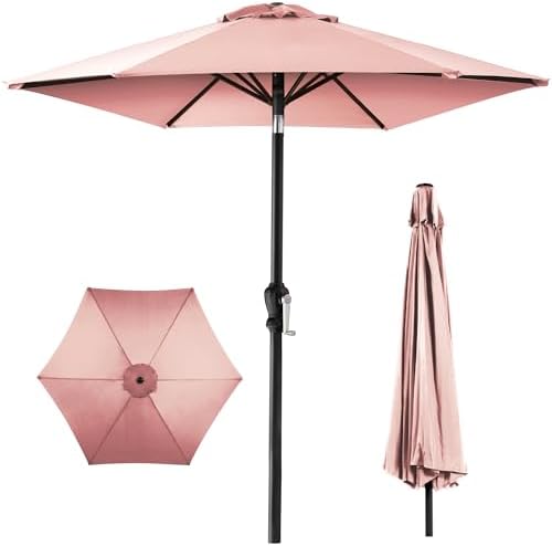 Best Choice Products 10ft Outdoor Steel Polyester Market Patio Umbrella w/Crank, Easy Push Button, Tilt, Table Compatible - Rose Quartz