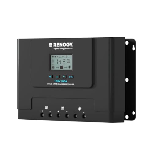 Renogy 60A MPPT Solar Charge Controller 12V/24V/36V/48V Auto, 150V Maximum Solar Input, Compatible with Lithium AGM Gel Batteries, for Home RV Marine Workshop, Rover Lite 60A