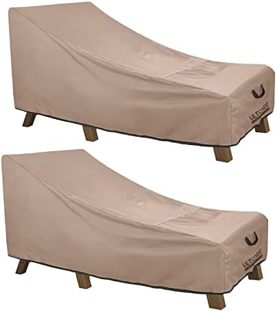 ULTCOVER Waterproof Patio Lounge Chair Cover Heavy Duty Outdoor Chaise Lounge Covers 2 Pack - 68L x 30W x 30H inch
