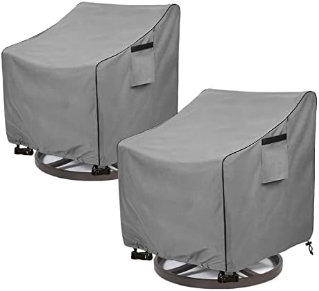 Okcool Outdoor Swivel Chair Cover 2 Pack,Outdoor Furniture Patio Chair Covers Waterproof Clearance,(30" W x 34" D x 38.5" H) Outdoor Lawn Patio Furniture Covers,Grey