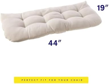 Sweet Home Collection Patio Chair Cushions Outdoor Loveseat Lounge Seat Pads Premium Comfortable Thick Fiber Fill Tufted 44" x 19", 1 Count (Pack of 1), Cream