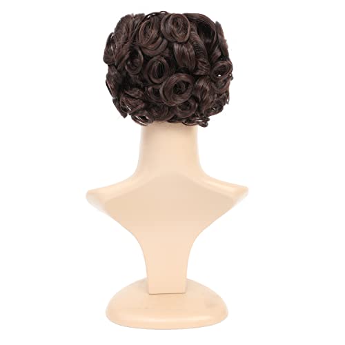 SWACC Short Messy Curly Dish Hair Bun Extension Easy Stretch hair Combs Clip in Ponytail Extension Scrunchie Chignon Tray Ponytail Hairpieces (Darkest Brown & Dark Auburn Mixed-2/33)