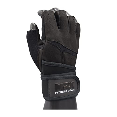 MRX Weightlifting Gloves for Men Workout Gloves Mens Wrist Support Lifting Gloves Male Gym Gloves | Workout Gym Accessories for Men Weight Lifting Fingerless Gym Exercise for Powerlifting