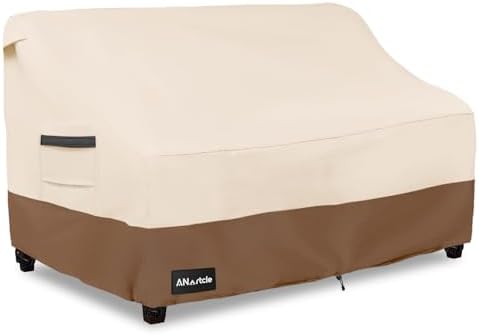 3-Seater Patio Sofa Cover,79W x 37D x 35H Inches Outdoor Couch Cover,100% Waterproof Heavy Duty Patio Sofa Covers,Patio Furniture Covers,Beige&Brown