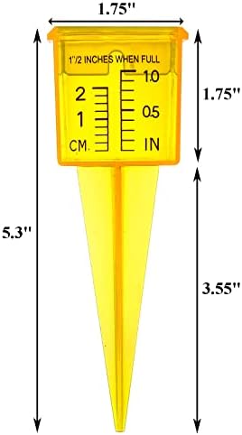 Okllen 15 Pack Rain Gauge, 1.5" Sprinkler Gauge with Wide Mouth, Outdoor Water Measuring Tool for Lawn, Garden, Yard, Bright Yellow, Transparent, Zero is 1/4" from The Bottom