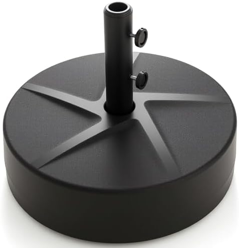 Giantex Outdoor Umbrella Base - 88 lbs Fillable Umbrella Stand with 2 Adjustable Knobs, 3 Adapters, HDPE Weighted Market Umbrella Pole Holder for Patio Poolside Garden Deck Backyard