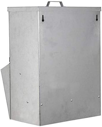 RentACoop Galvanized Chicken Trough Feeder, Weatherproof Poultry Food Dispenser with Lid 25LB Capacity