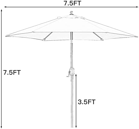 Sunnyglade 7.5' Patio Umbrella Outdoor Table Market Umbrella with Push Button Tilt/Crank, 6 Ribs (Navy Blue)