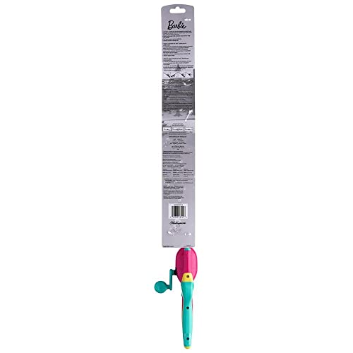 Shakespeare Mattel Barbie Kit 2'6" Spincast Combo for Kid, Gel-Tech Comfort Grip Handle, Safety Hook Keeper, Includes Practice Casting Plug